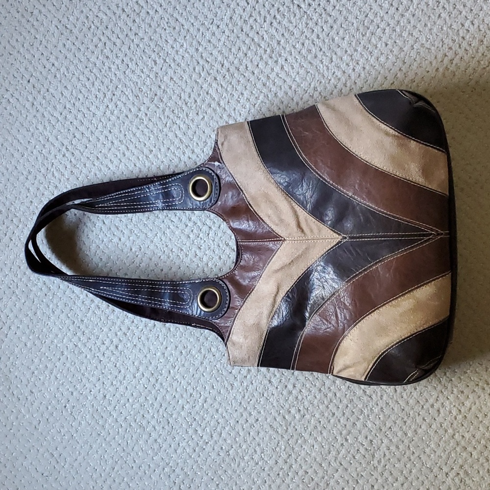 Tote bag, brown-coffee-beige, size 15"/12", faux leather, new, unbranded.